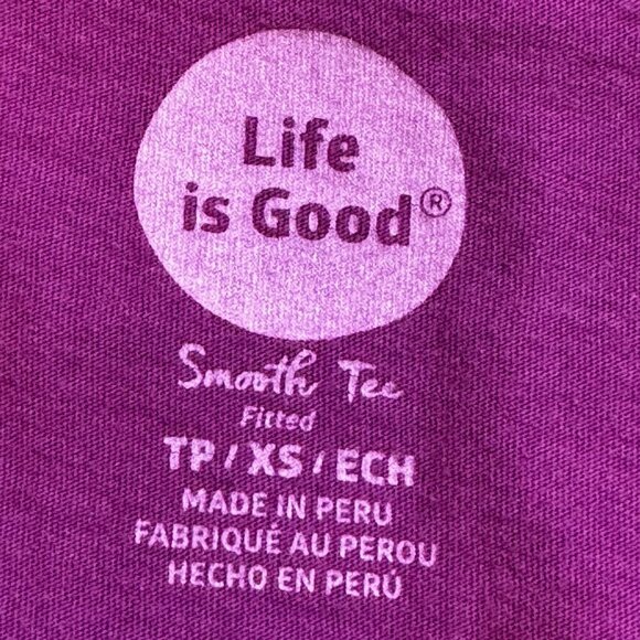 Life Is Good Smooth Tee Fitted Tiny Bikes with Heart Made in Peru Women's XS - Picture 4 of 4